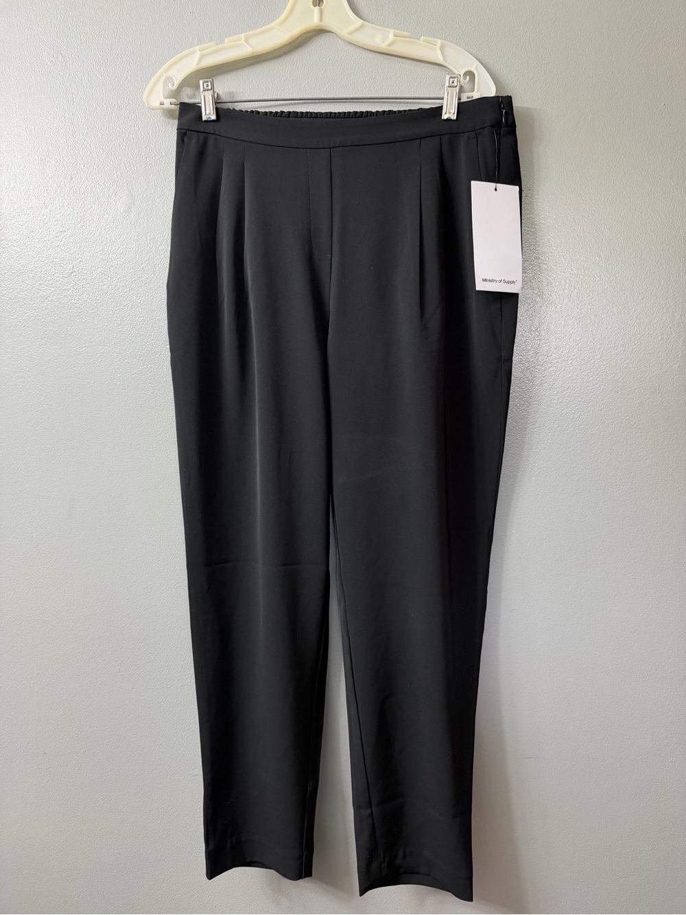 Ministry of Supply Swift Drape Pant side zip back elastic waist- Black 8 NWT
